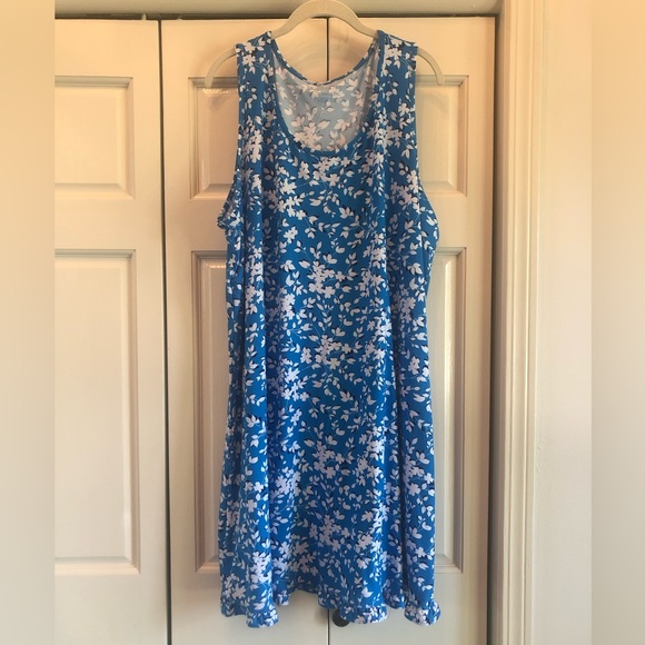 Draper James, blue & white tank sleep wear with small ruffle at bottom,XXL-XXXL - Picture 1 of 10
